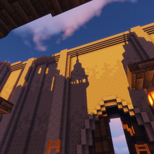 Shadows of Edurus Castle on the Wall in the evening