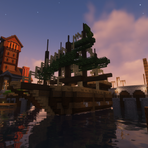 The H.D.M. Viridi in the port of Edurus