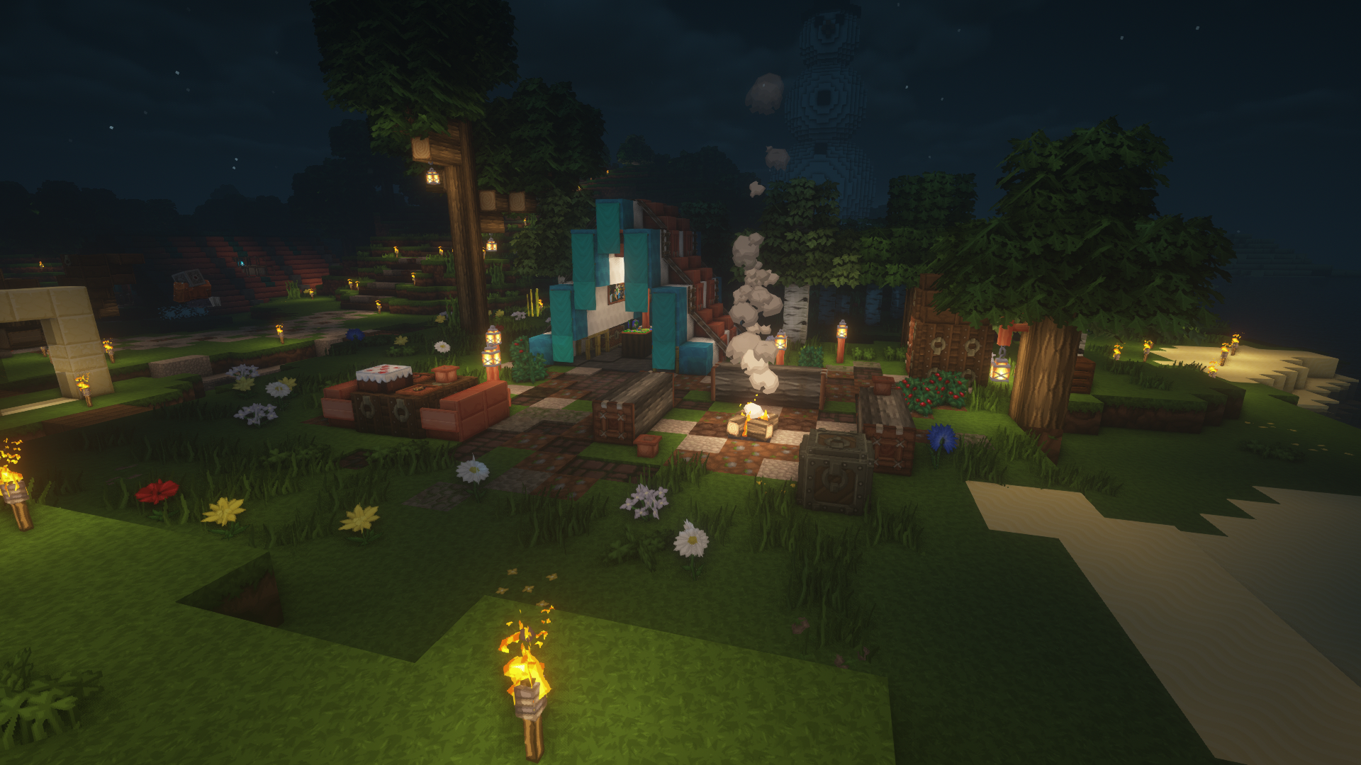 Ein kleines Zelt für einen kleinen Spawn bei Nacht