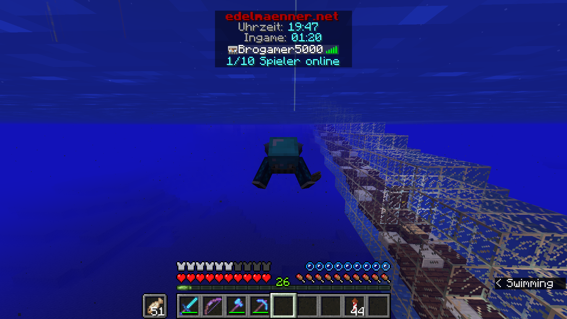 Erste vorsichtige Schwimmzüge