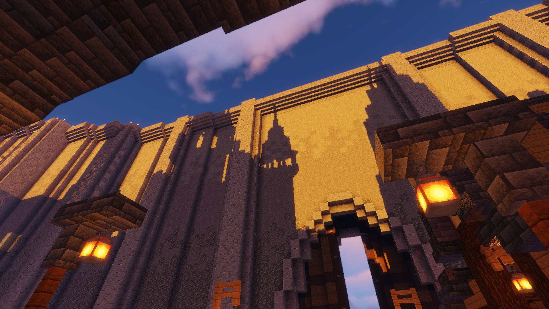 Shadows of Edurus Castle on the Wall in the evening