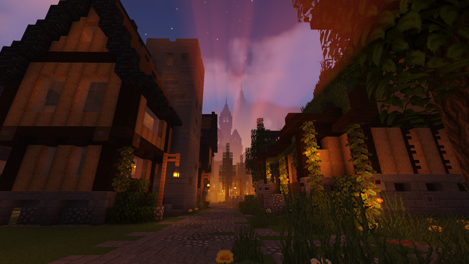 View down the mainstreet at sunset