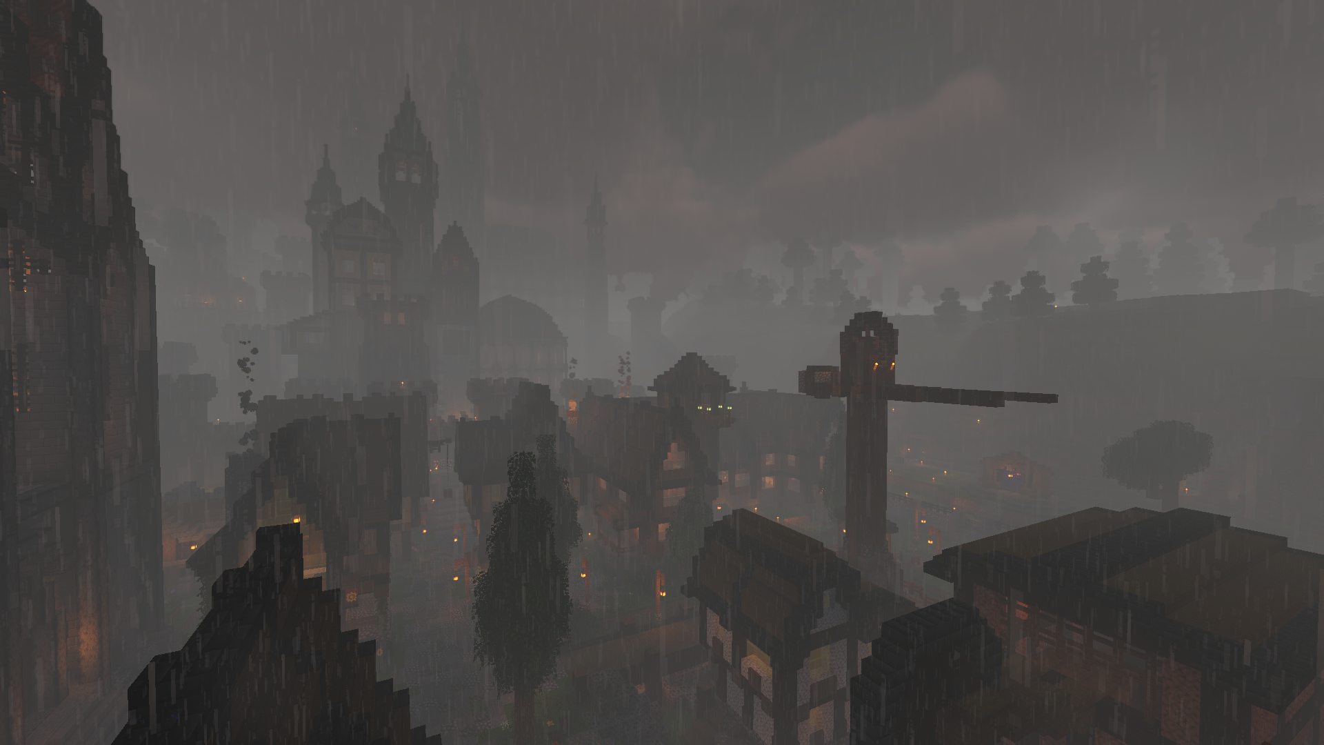 View of the inner city during rain