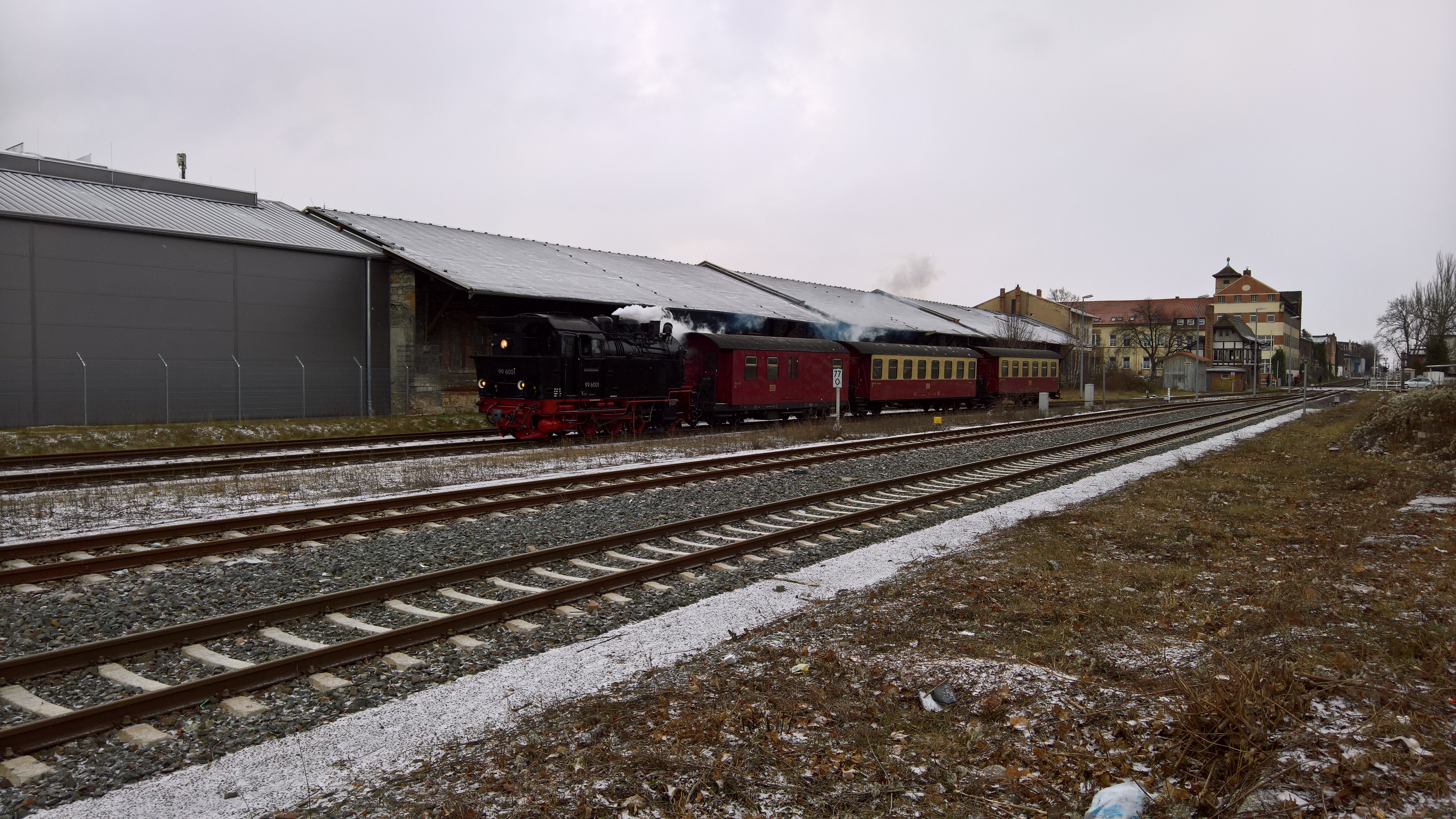 Zug am Bahnhof Quedlinburg